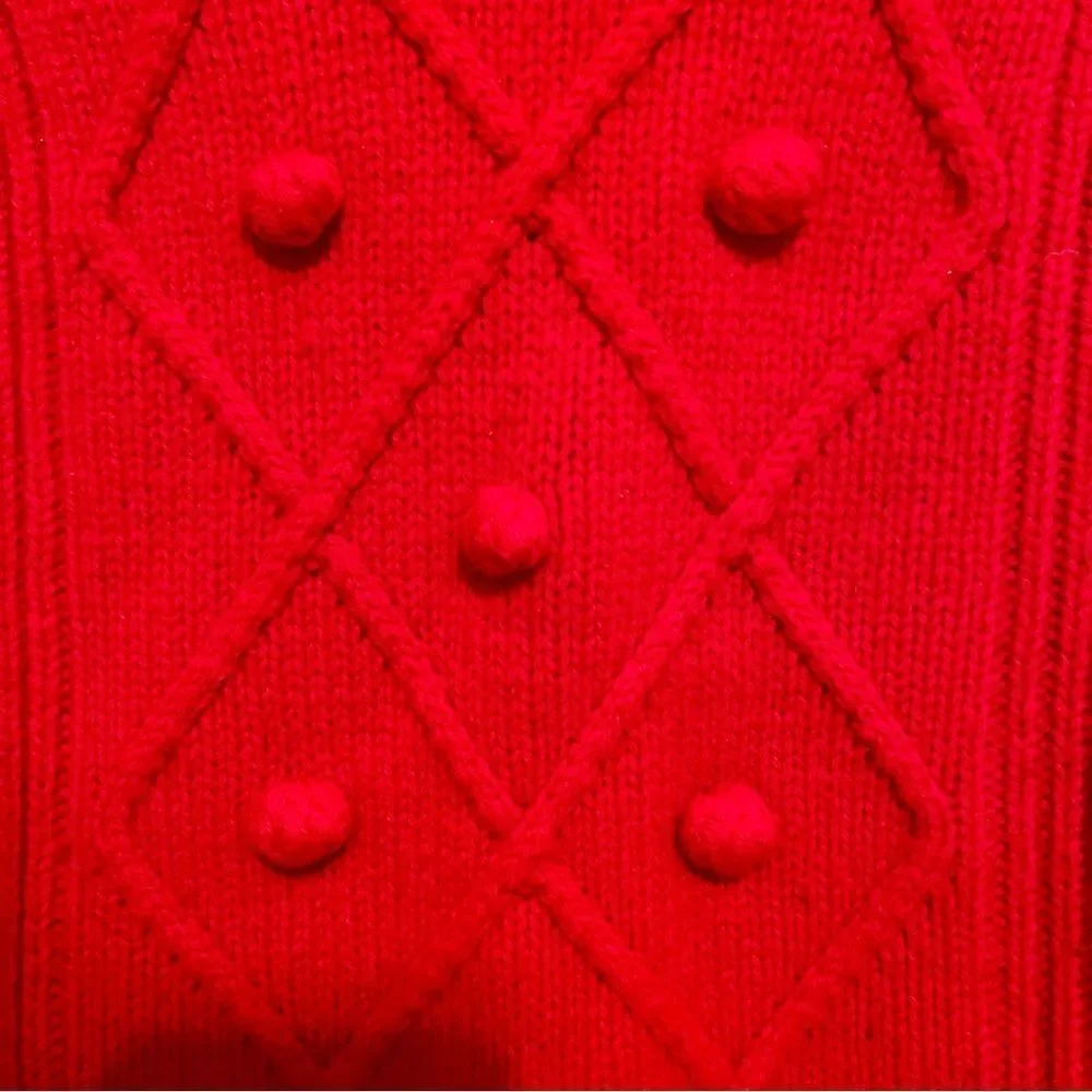 J. Crew Hawthorne Cable Knit Pom-Pom 100% Wool Sweater
